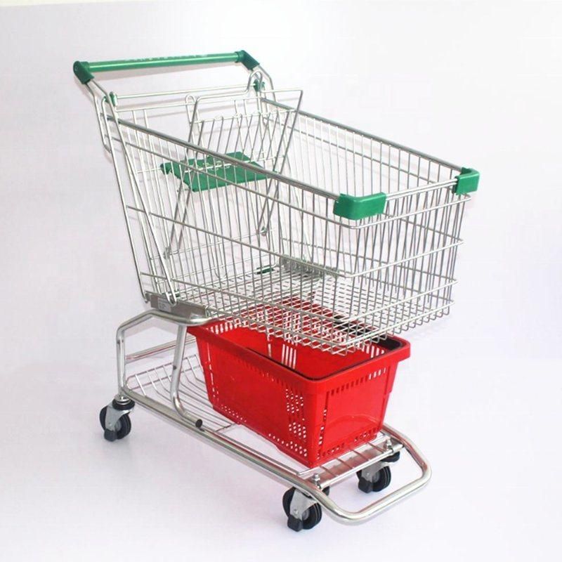 Wire Basket Trolley Store Hand Push Basket Cart/Shopping Cart