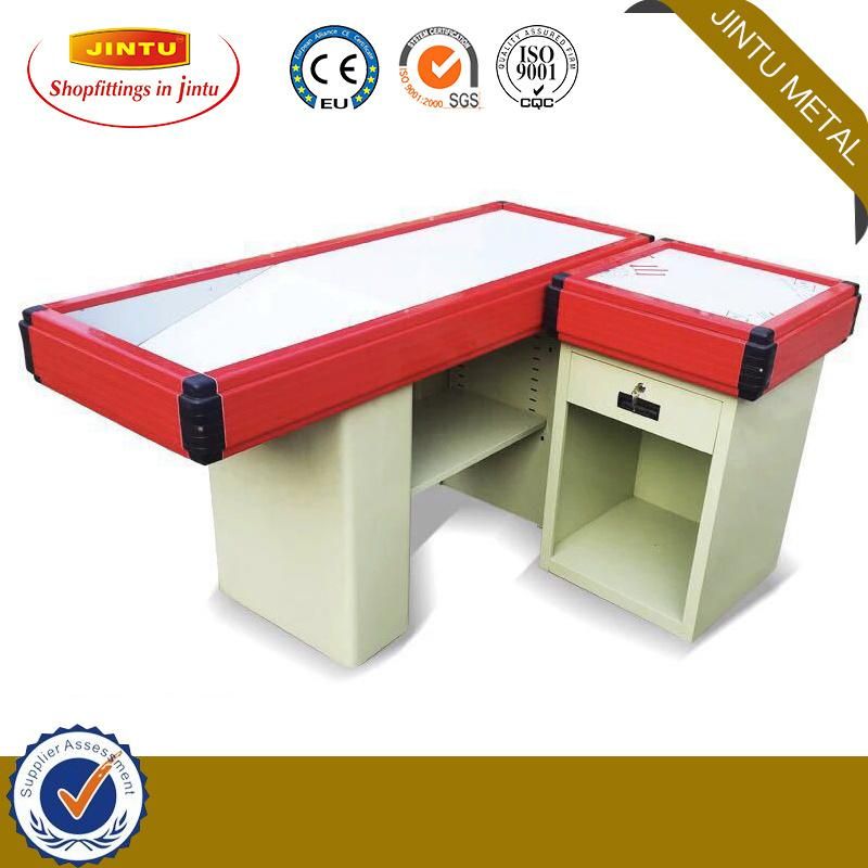 Supermarket Check out Counter, Cash Counter, with Plastic Bumper, Aluminum Alloy Bumper