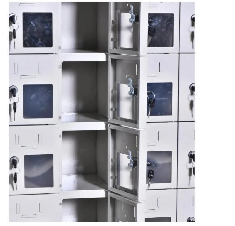 Glass Door Metal Cellphone Charger Station Display Storage Locker