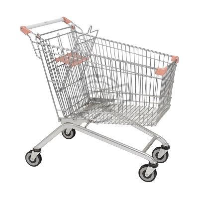 Fully Stocked Metal Galvanized Grocery European Shopping Trolley