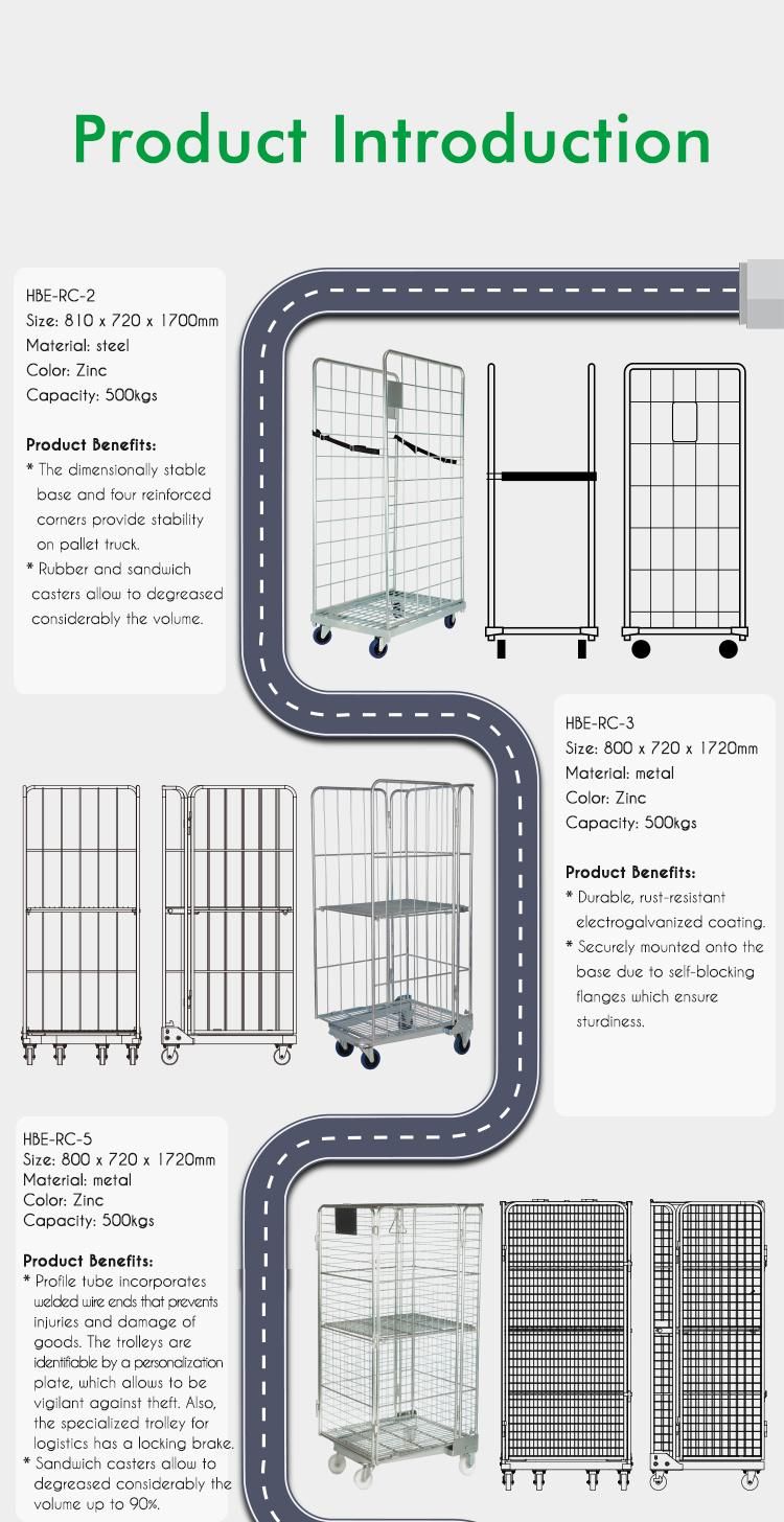 High Quality Warehouse Galvanized Steel 2 Side Folding Nesting Metal Mesh Storage Wire Roll Cage