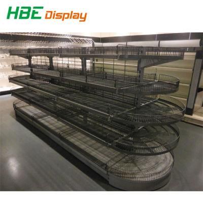 Wire Mesh Gondola Bakery Racks with Wire Basket Shelf