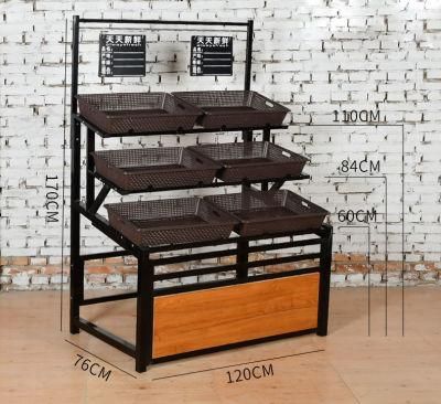 Two-Three Tiers Single Side Metal Vegetables and Fruits Display Shelf