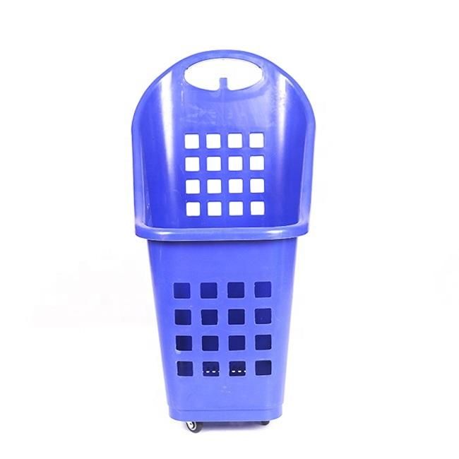 Nice Selling Hdpp Blue Color Basket Trolley with Handle