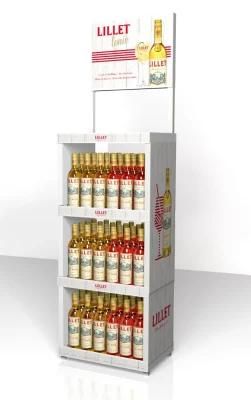 3 Tiers Wooden Display Rack for Wine with Header Graphics