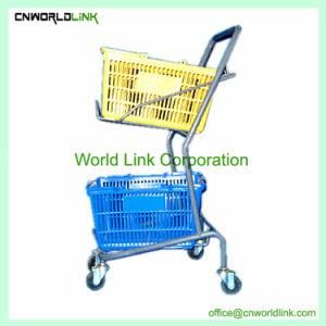 Two Layers Shopping Basket Cart Pull Shopping Trolley