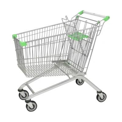 Modern Metal Wire 210L Convenience Store Trolley with 4 Wheels