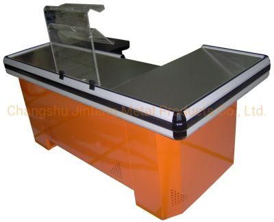Shop Checkout Counter Supermarket Metal Cashier Desk Jf-Cc-110