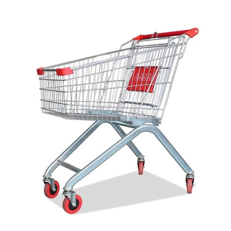 Black Metal Portable Supermarket Foldable Shopping Trolleys