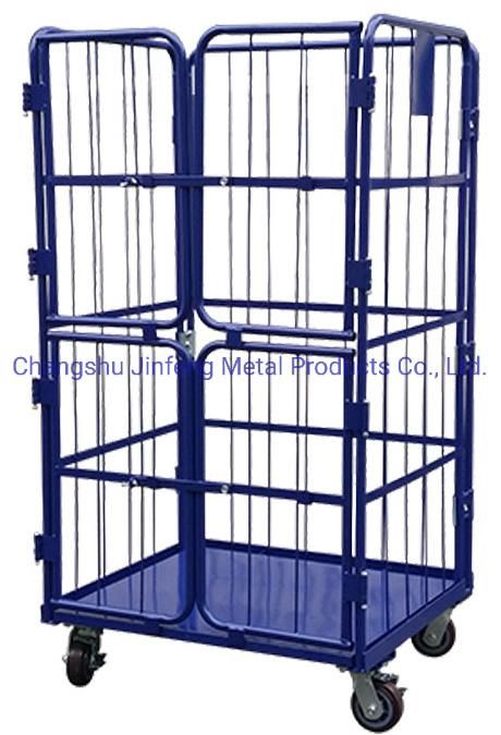 Supermarket Metal Displat Shelf Warehouse Foldable Logistics Storage Rolling Cage Trolley