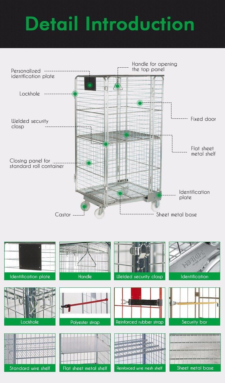 High Quality Warehouse Galvanized Steel 2 Side Folding Nesting Metal Mesh Storage Wire Roll Cage