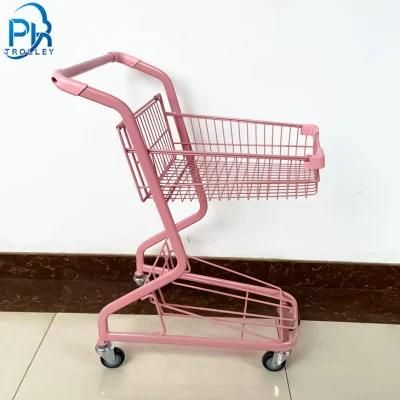 Double Layer Basket Grocery Shopping Cart for Supermarket