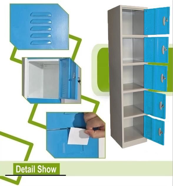 School Gym Furniture 5 Door Clothes Storage Cabinet Metal Locker