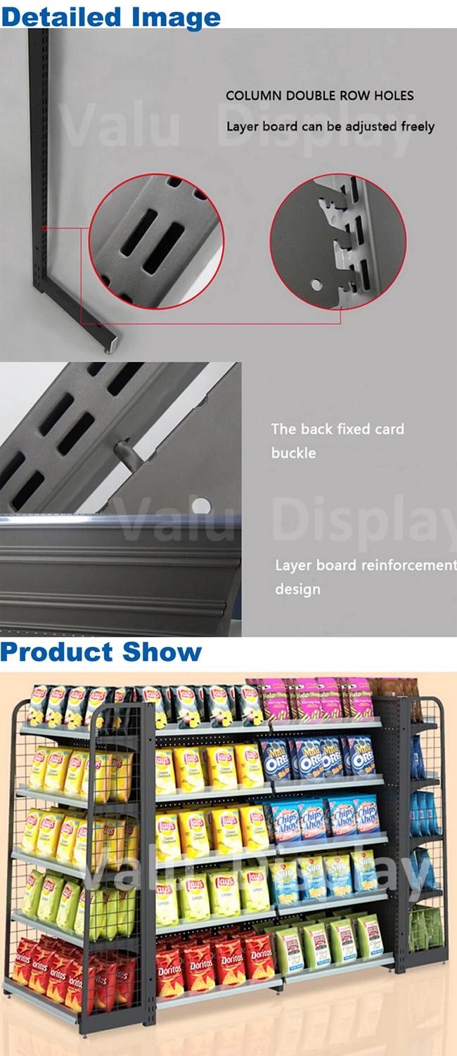High Quality Metal Gondola Display Rack Supermarket Shelf (VMS908)