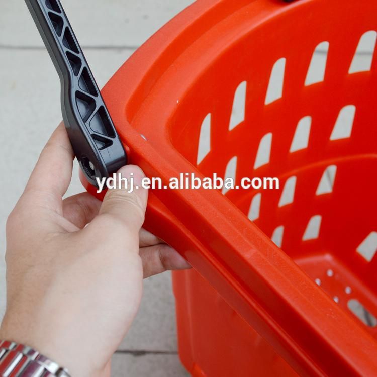 Supermarket Plastic Roll Shopping Basket with 4 Wheels