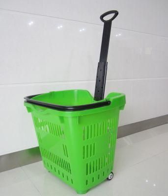 Wholesale Large-Capacity Two-Wheeled Plasticshopping Basket Trolley Carts