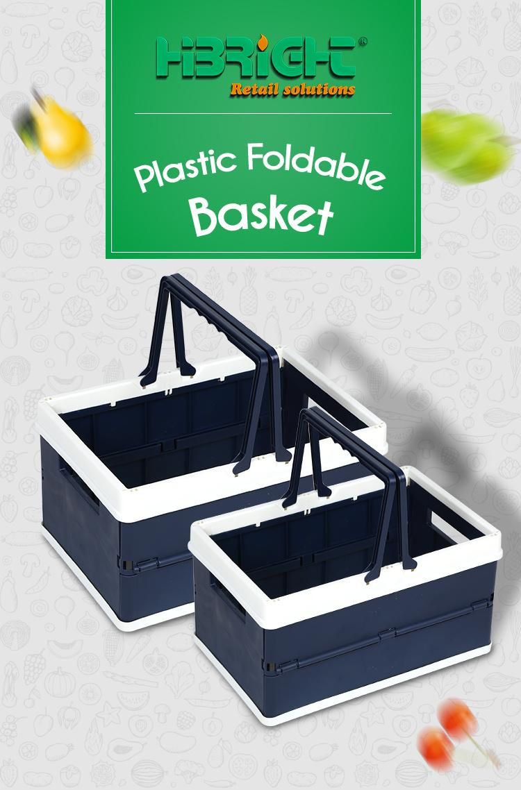 Supermarket Collapsible Fruit Crate Foldable Plastic Shopping Basket for Sale