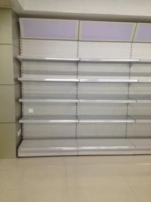 Supermarket Steel Shelf with Back Hole Panel and Light Box