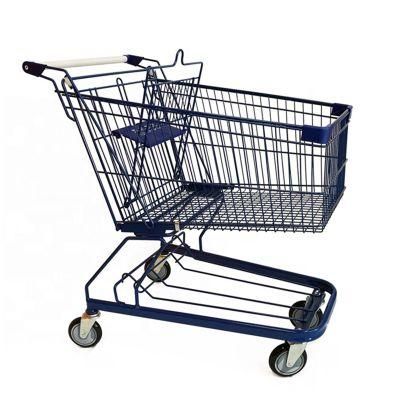 High Capacity Manufacturer Hot Sale Rolling Metal Shopping Trolley Cart for Supermarket