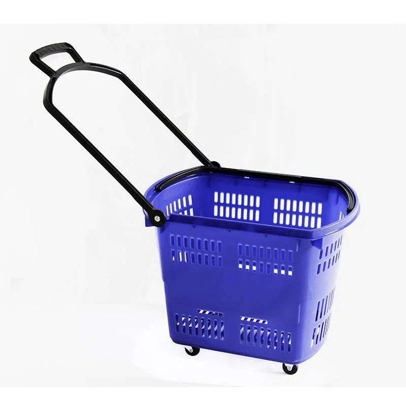 Shop Professional Supermarket Shopping Basket Wheels Shopping Basket with Handle Wheels for Sale