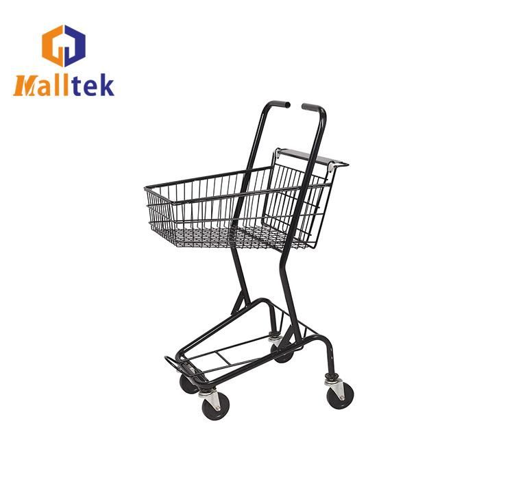 Double Layer 2 Layers Basket Hand Trolley Cart Shopping Trolley for Supermarket