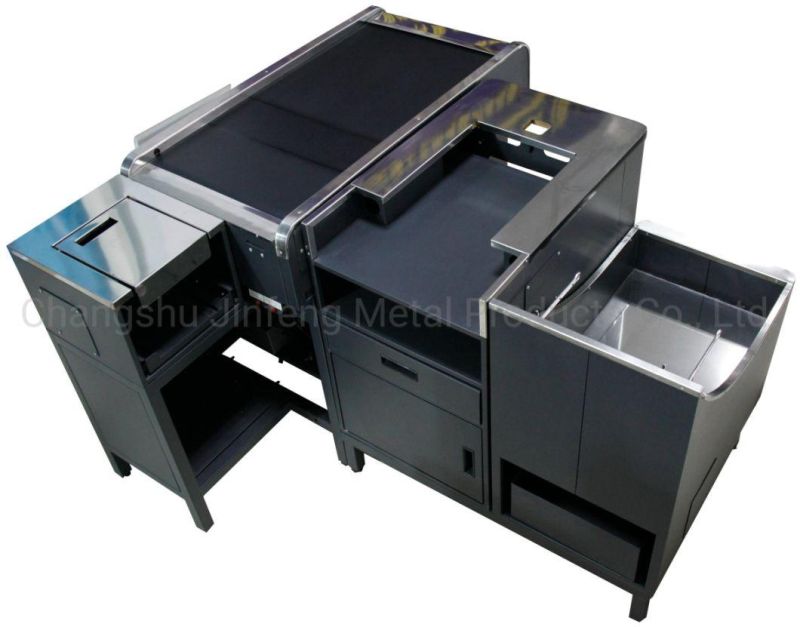 Supermarket Checkout Counter Convenience Store Cash Counter with Conveyor Belt Jf-Cc-029