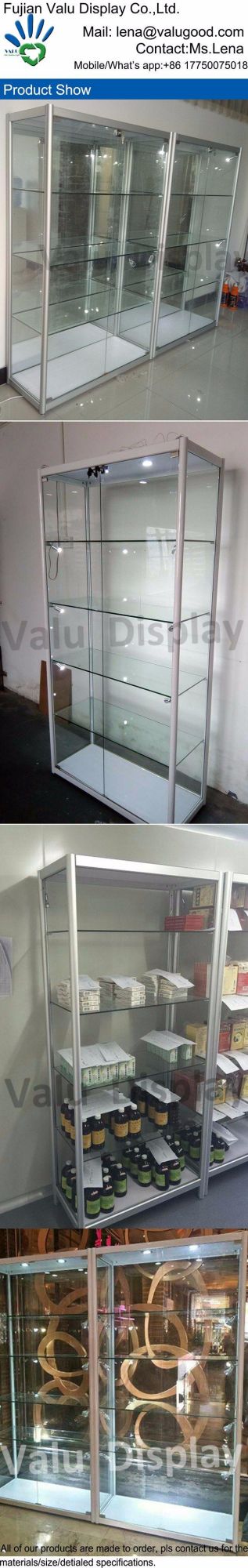 Aluminium Framed Display Cabinet, Shop Glass Display Showcase Shelf