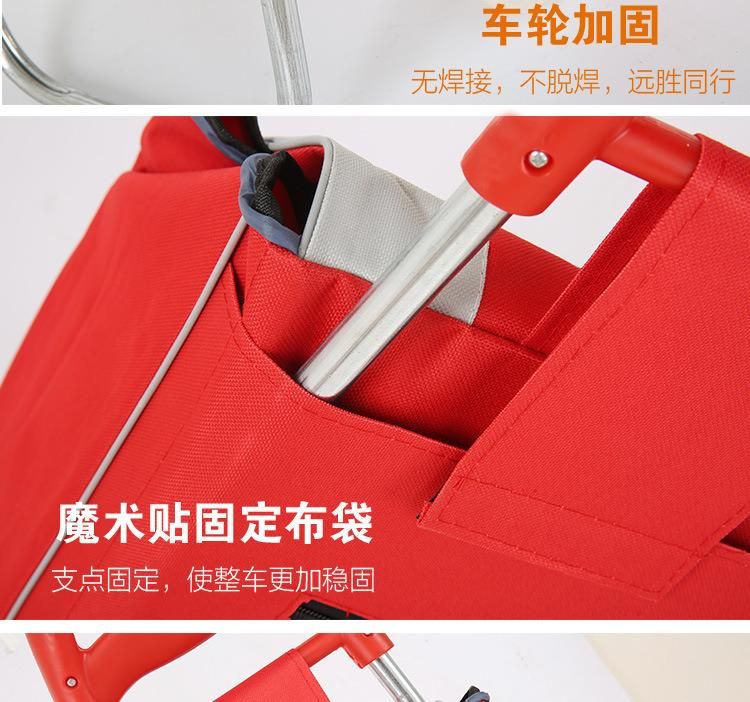 Wholesale Metal Supermarket Trolley Wheels Reusable Waterproof Foldable Shopping Trolley Cart Bag