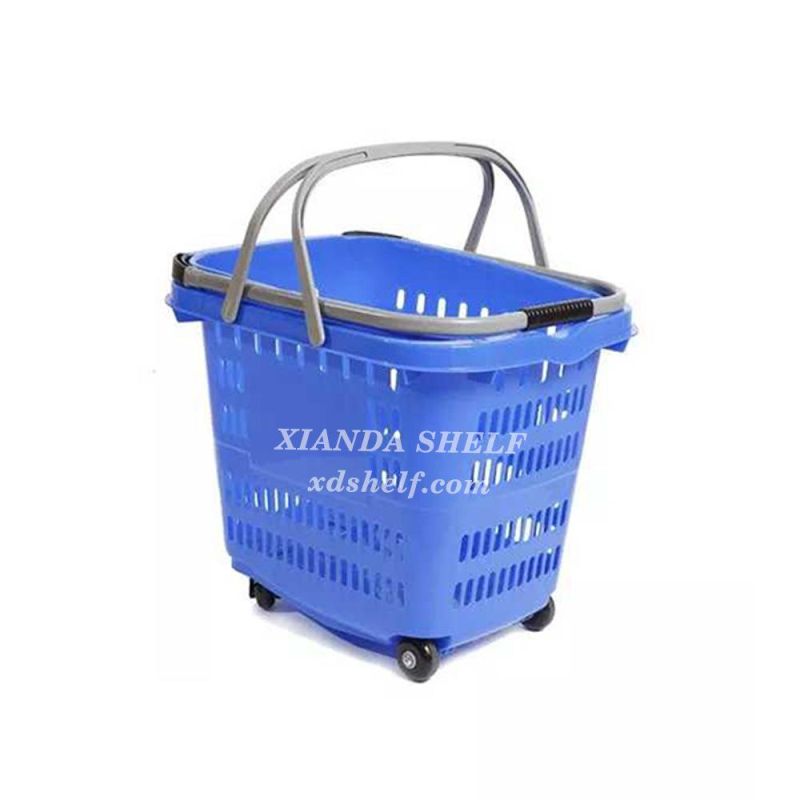 32liter Portable Plastic Shopping Basket with Metal Handle