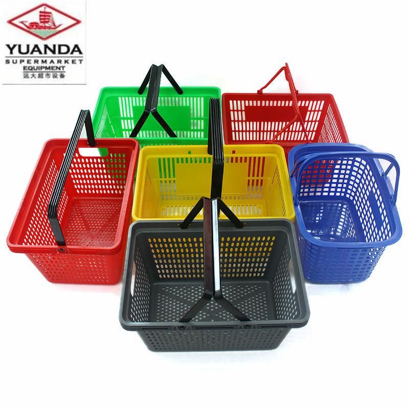 Circular Shape Single Handle Plastic Portable Supermarket Shopping Basket
