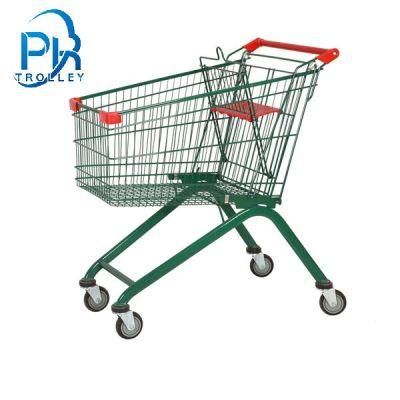 European Style Supermarket Metal Shopping Cart Trolley with Wheels