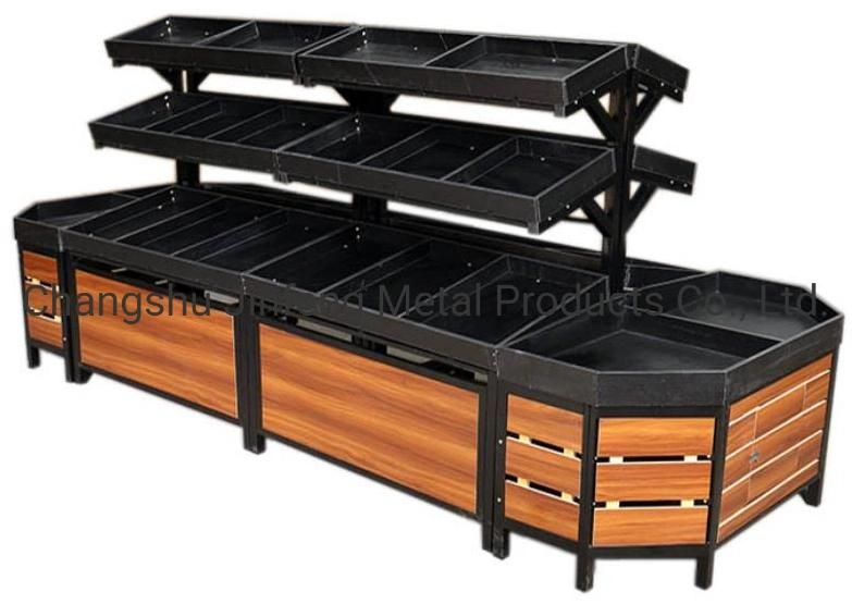 Supermarket Shelving Customizable Vegetable and Fruit Display Racks with Wood