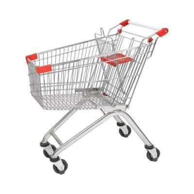 100L European Style Hand Folding Shopping Trolley/Cart with Children Seats