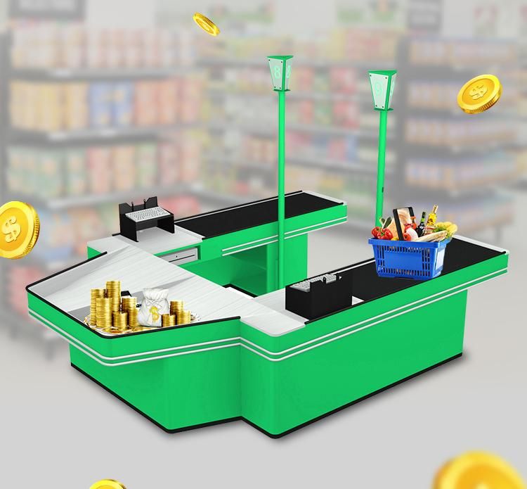Supermarket Checkout Counter with Conveyor Belt for Supermarket