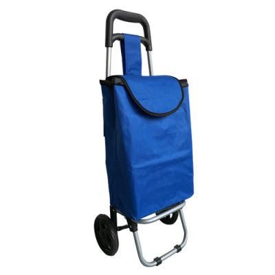 Folding Portable Trolley Two-Wheeled Supermarket Shopping Cart Grocery Shopping Trolley