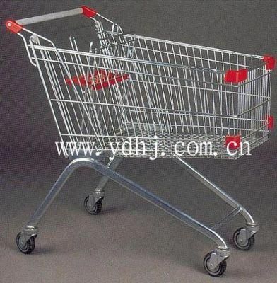 Metal Wire Supermarket Shopping Rolling Wheeled Trolley