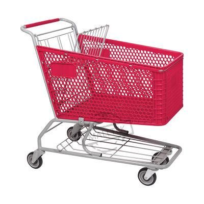 High Quality 180L Plastic Metal Hand Shopping Trolley in Supermarket