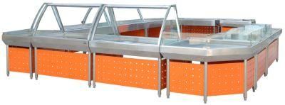 Supermarket Warmer or Fresh-Keeping Display Showcase with Glass Cover for Cooked Food