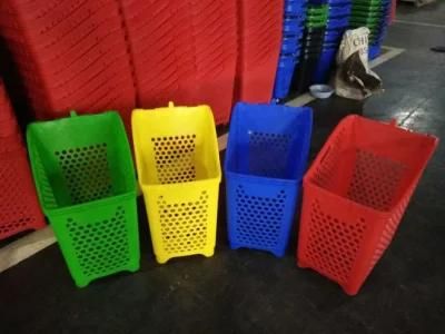 Plastic Shopping Basket with Two Wheels for Shopping Mall