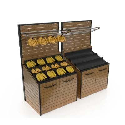 Supermarket Fruit Store Wooden and Metal Banana Display Rack