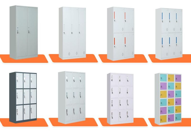 Colorful Lockable Metal Storage Cabinet Steel Locker 18 Doors