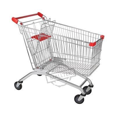 Hot Sale 180L European Steel Grocery Shopping Cart with 4 TPR Wheels