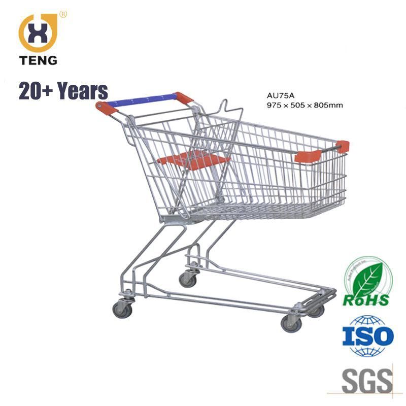 75L-240L Hot Sale Australia Style Supermarket Metal Shopping Trolley Cart