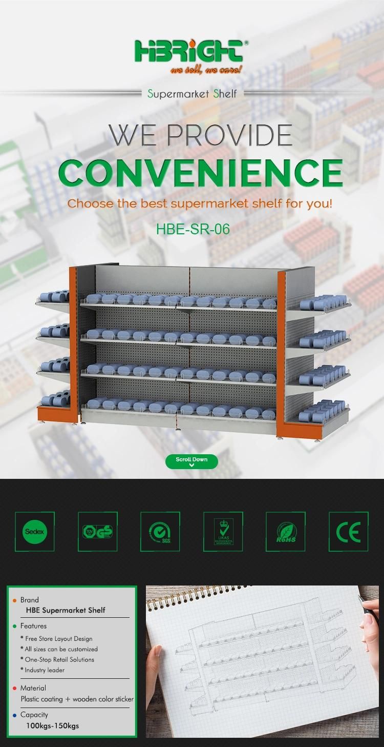 Heavy Duty Metal Supermarket Display Shelf