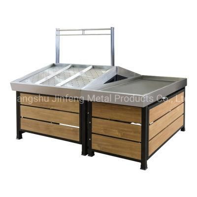 Supermarket Wooden and Metal Fruits and Vegetables Racking Display Shelves