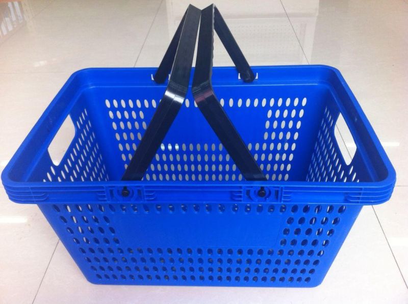 Good Quality Handle Design Plastic Wicker Shopping Basket Zc-4