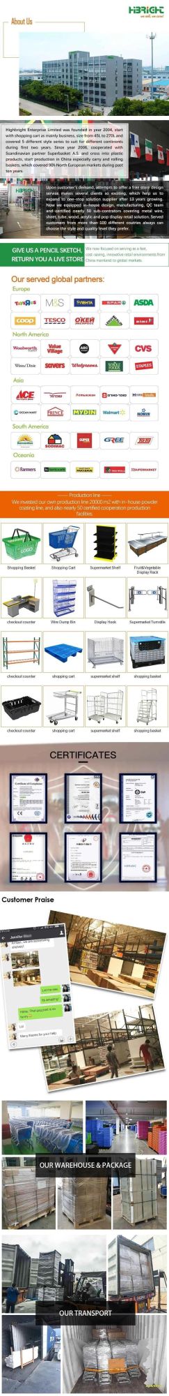 Grocery Pharmacy Store Chromed Steel Wire Shopping Hand Basket with Semi-Circle Plastic Tray