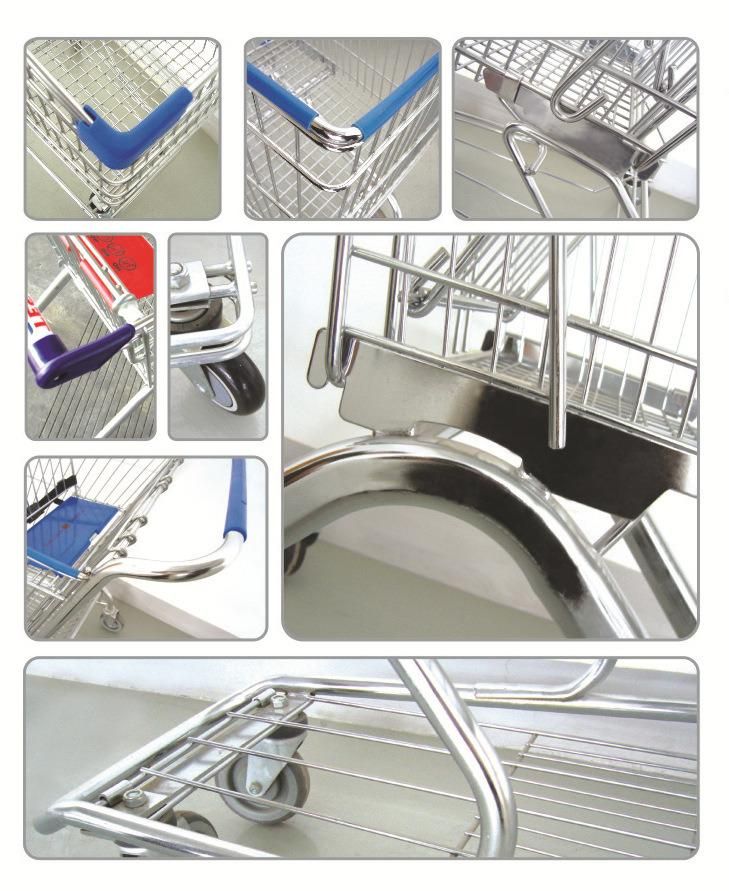 Zinc Plated Metallic Heavy Duty Warehouse Order Shopping Picking Trolley