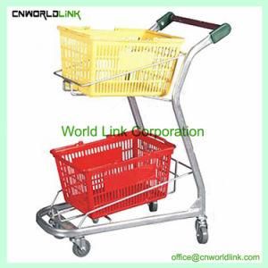 American Style Two Basket Supermarket Shopping Trolley