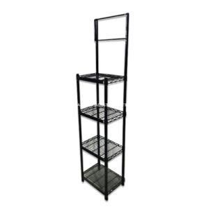 PY034-China Manufactured Customized Modern Design Black Powder Coating Metal Mesh Basket Supermarket Shelf Retail Display Stand